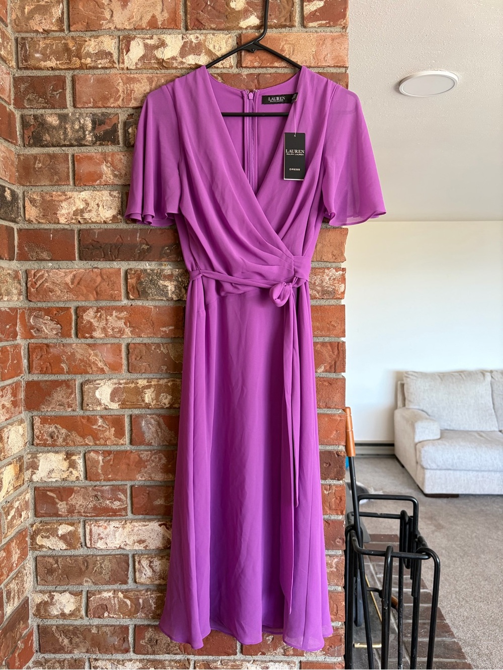 Ralph Lauren Magenta Wrap Midi Dress